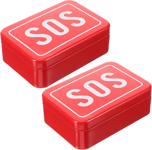 DINHEAROM 2Pcs Small Survival Box Durable Storage Container for Outdoor Tools Hiking