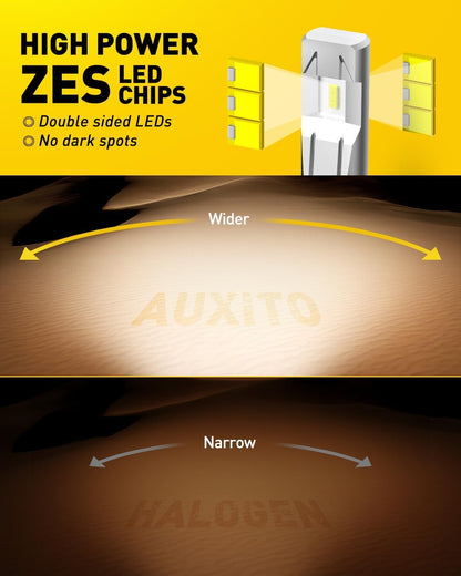 AUXITO H4 9003 HB2 LED Headlight Bulbs, 22000LM Per Set Super Bright 6500K Xenon White for High and Low Beam, Plug and Play, Pack of 2