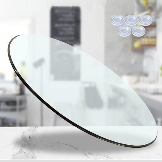 piano del tavolo da pranzo in vetro temperato.pian Round Tempered Glass Table Top | Polished Edge | Transparent Circular Dining Coffee Table Surface | Ideal for Patio Side Tables(68CM(27INCH))
