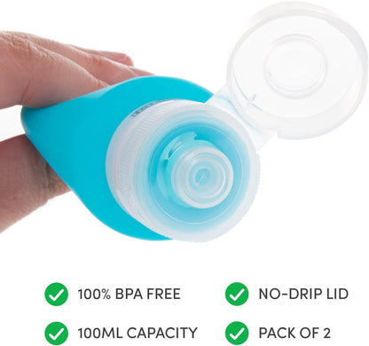 Globite Silicone Travel Bottles 100ml 2pk, Clear