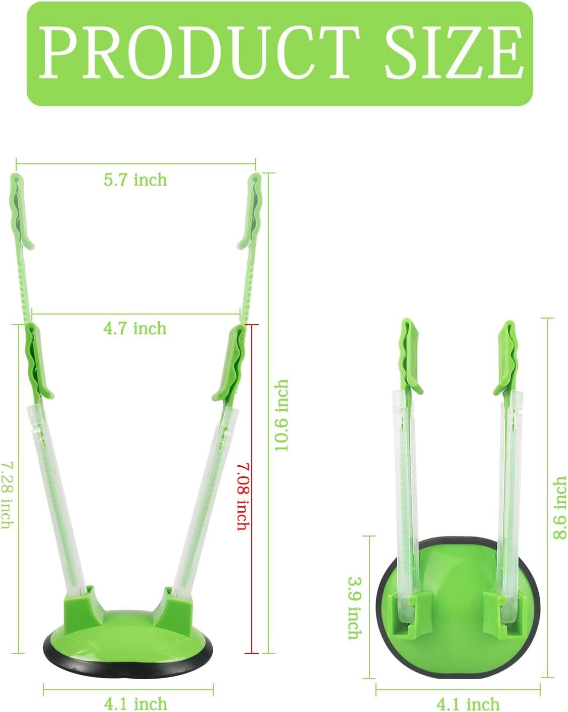 WishLotus Baggy Bag Holder, 2 Pack Plastic Retractable Adjustable Food Prep Bag Holder, Hands Free Freezer Bag Holder with Strong Base for Kitchen Support Bag Storage Food (2)
