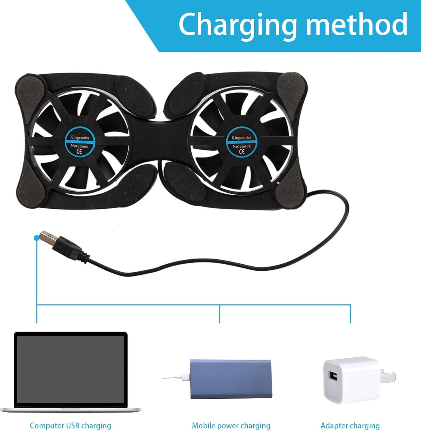 Laptop Cooling Pad, Octopus Folding Dual Fan Cooler, Computer Chill Mat No Noise, Portable Laptop Fan Stand Cooling