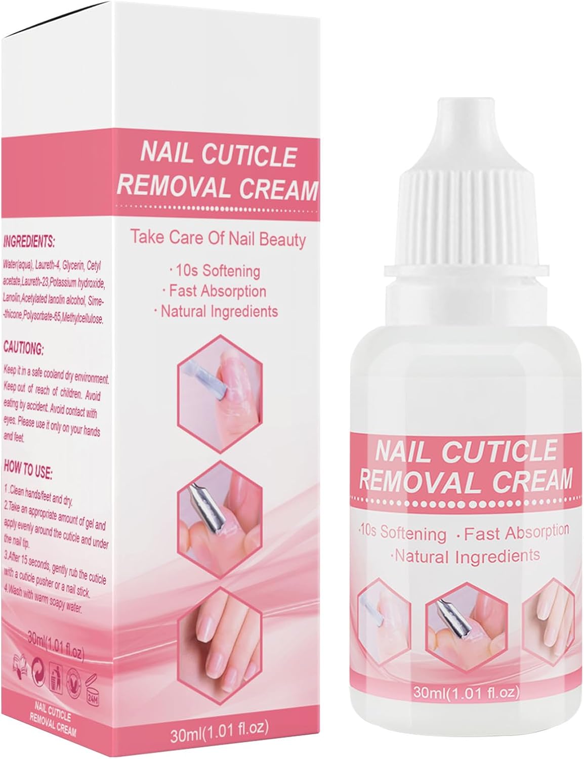 Cuticle Softener Liquid, Nail Care Cream 30ml, Moisturizing Daily Treatments for Dry Skin, Hydrating Formula for Nail Repair, Strengthens Damaged Cuticles, 3.35x1.14x3.35 Inches
