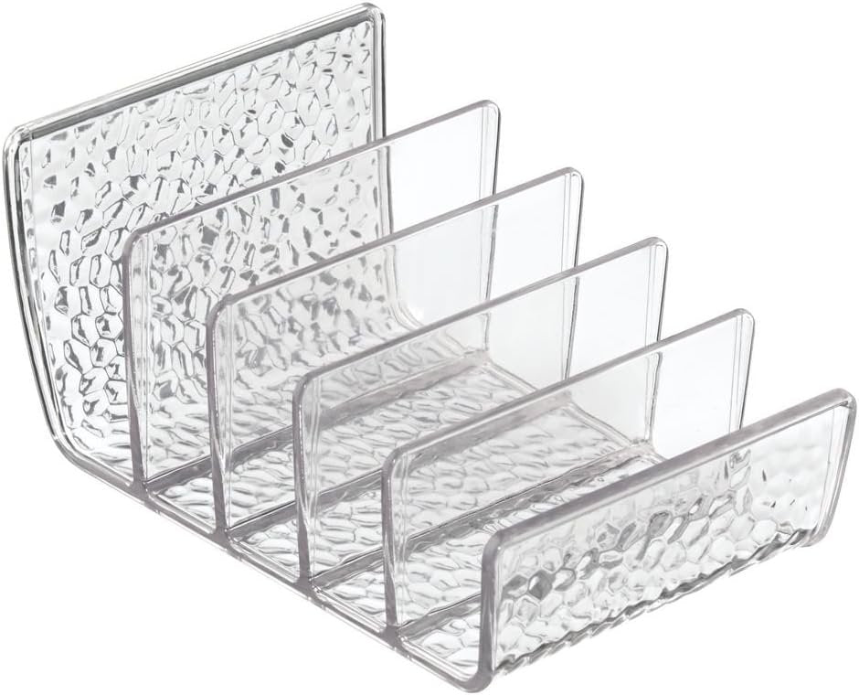 iDesign Rain Vertical Textured Plastic Palette Organizer for Storage of Cosmetics, Makeup, and Accessories on Vanity, Countertop, or Cabinet, 9.25" x 3.86" x 3.20", Clear