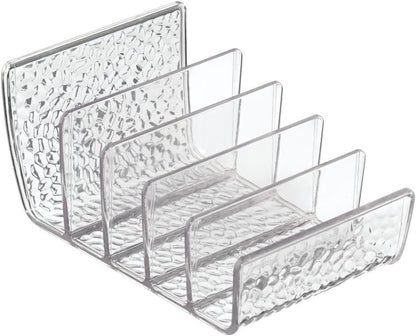 iDesign Rain Vertical Textured Plastic Palette Organizer for Storage of Cosmetics, Makeup, and Accessories on Vanity, Countertop, or Cabinet, 9.25" x 3.86" x 3.20", Clear