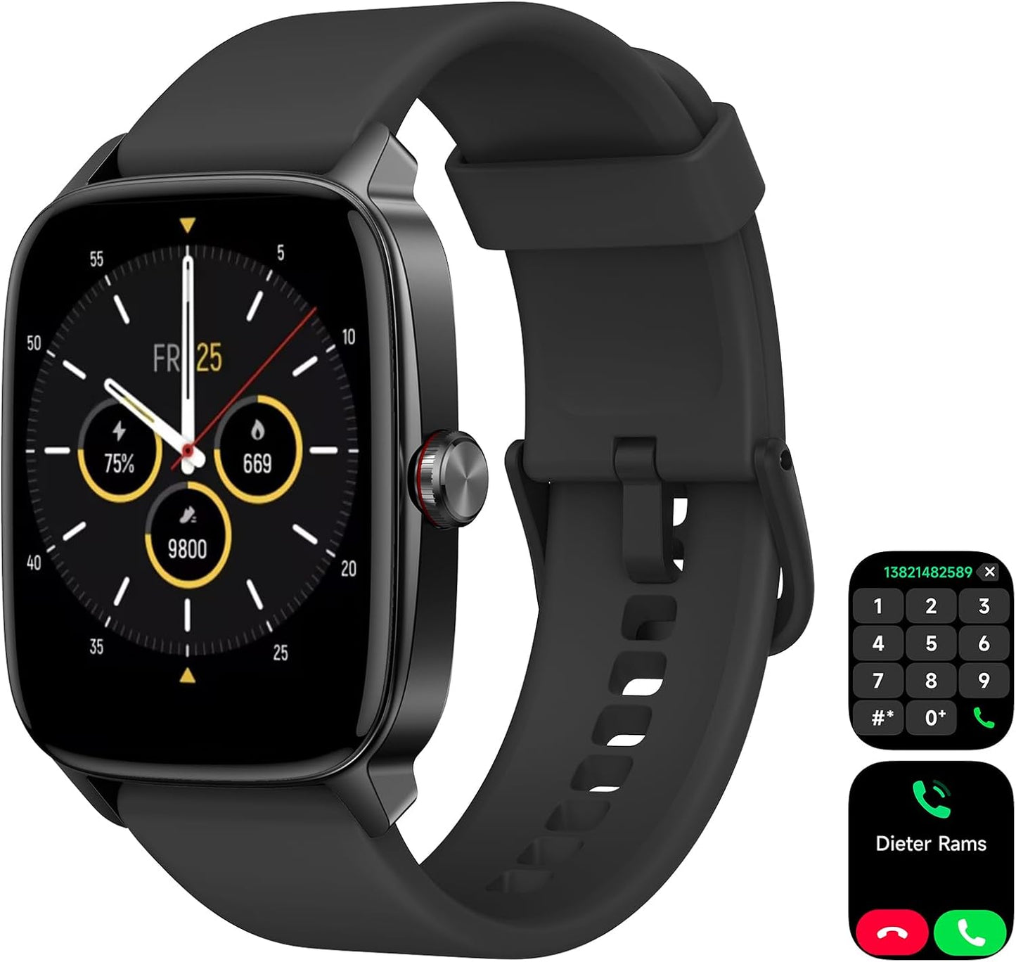 Smart Watch for Men Women, IP68 Waterproof, Bluetooth Calling, Fitness Tracker, Sleep Monitoring, 1.85'' DIY Dial, AI Built-in, 100+ Sports Modes, 7 Days Battery, Compatible with Android & iPhones