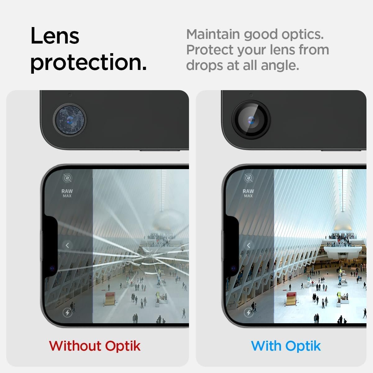 Spigen Camera Lens Screen Protector [GlasTR Optik Pro] designed for iPhone 16e - Black [2 Pack]
