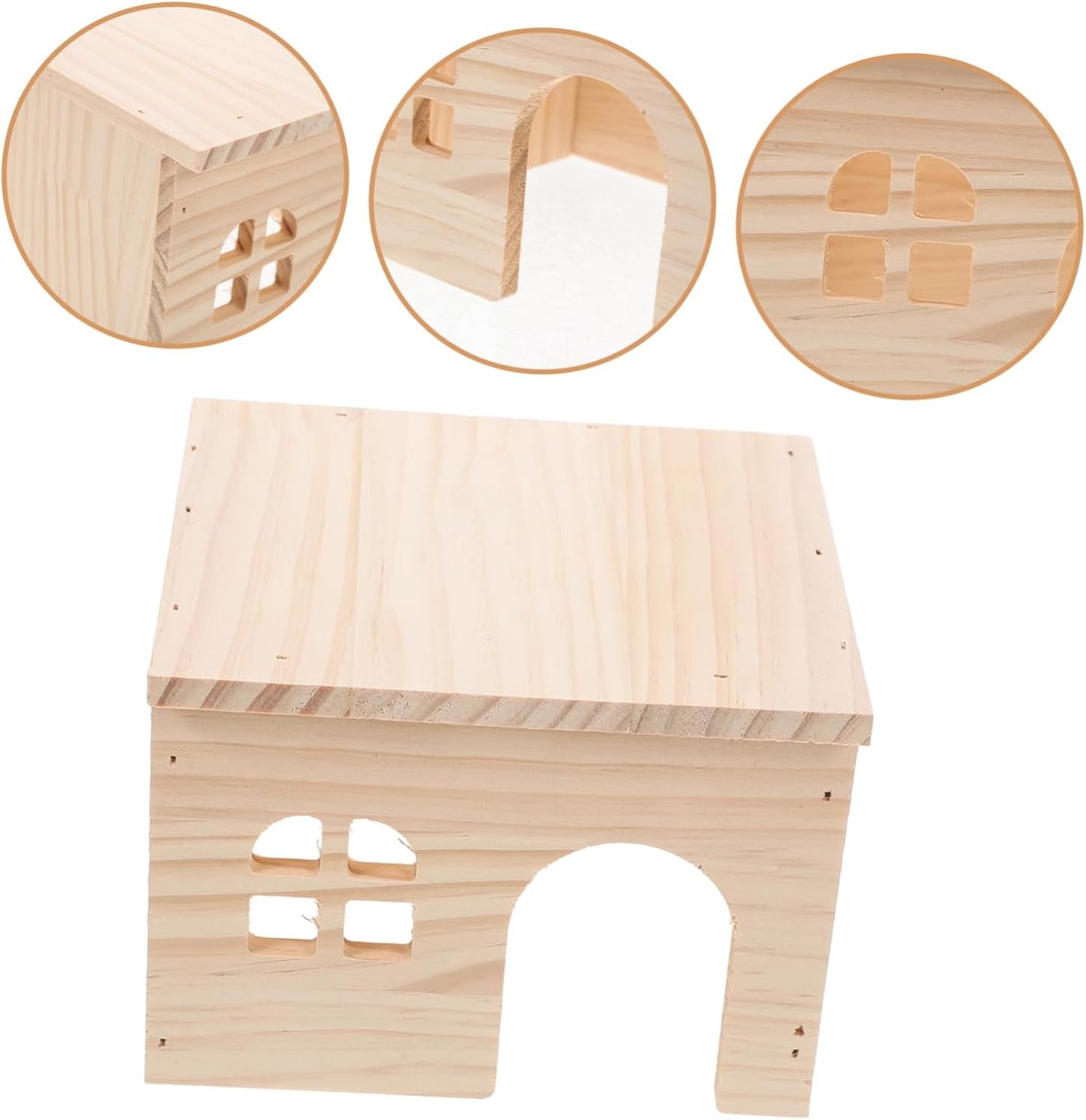 TOYANDONA Hamster Hiding and Feeding Platform Natural with Integrated Feeding Watering Areas Escape Design for Hamsters Chinchillas and Small Pets
