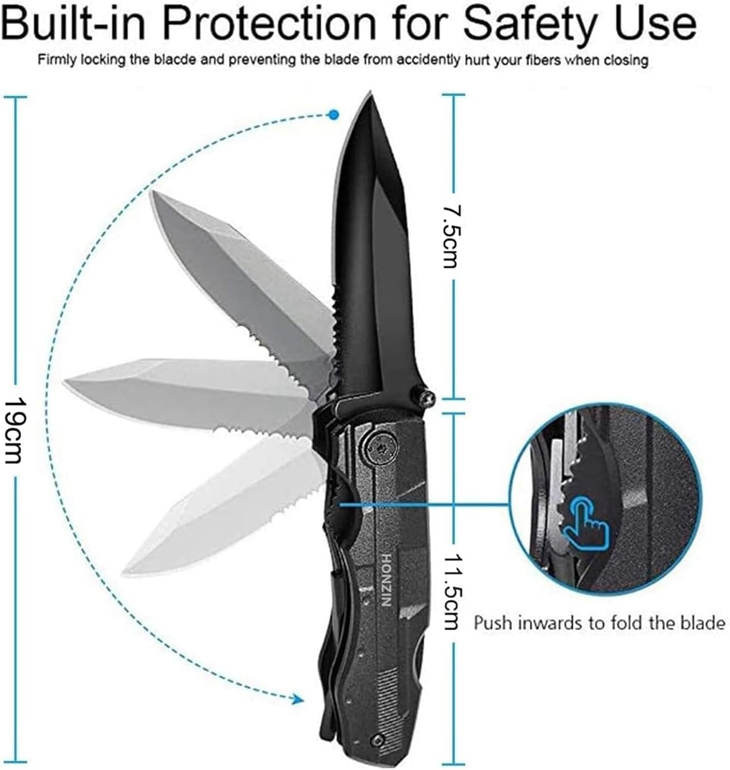 HONZIN Multitool Pliers 16 in 1 Multitool Pocket Knife with Nylon Sheath Black Multi Tool for Camping Outdoor Survival
