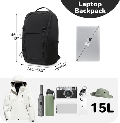 Outplea 17L Small Travel Backpack with Front Opening Men Women, 15" Laptop Backpack for College, Computer Backpacks Carry On