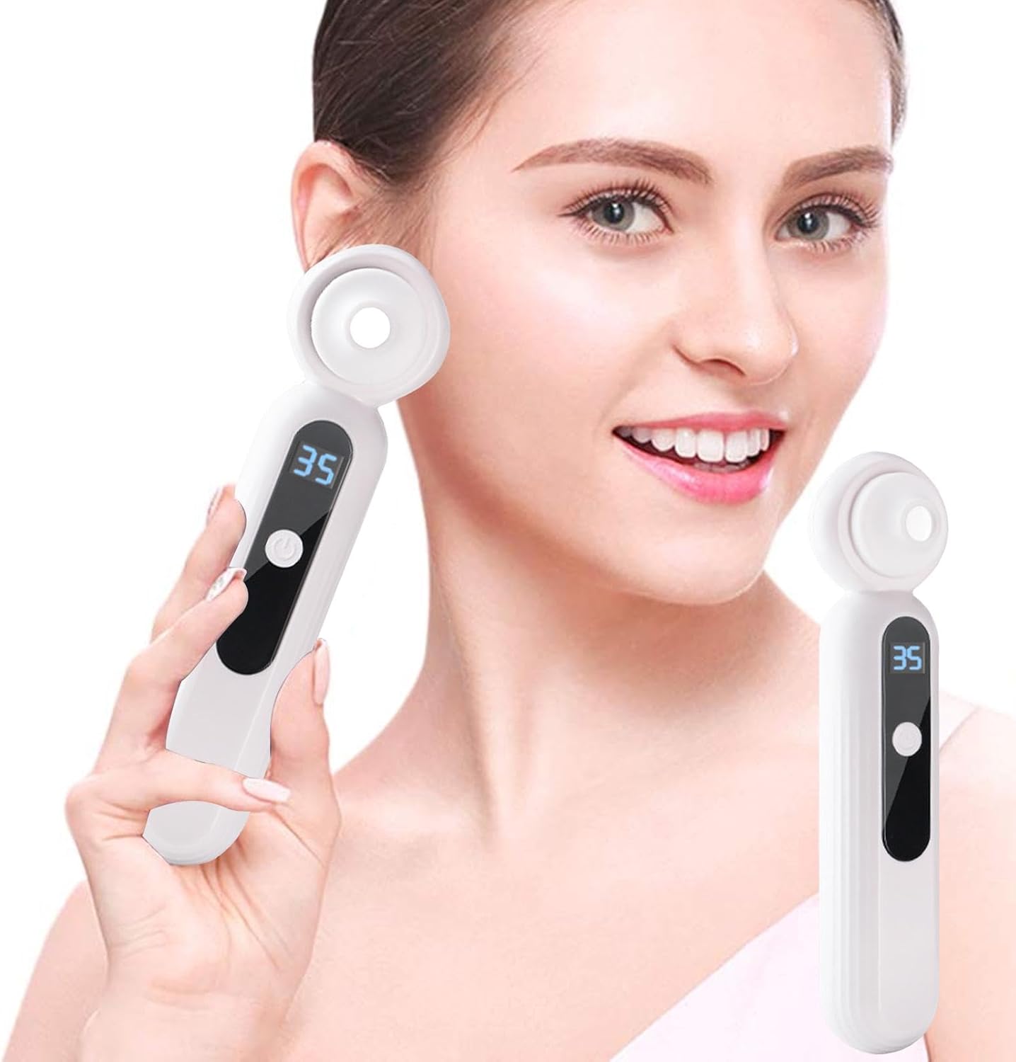 Pore Cleansing Device, Facial Pore Cleaner, 5 Pore Vacuum, Adjustable Pore Cleaner, 3 Suction Heads Cleaner, Portable Rechargeable Pore Cleaner for Face Deep Cleansing/ 18 x 3 x 3.5 cm
