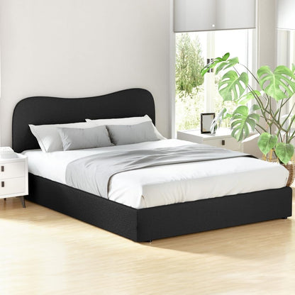 Artiss Bed Frame Queen Size Mattress Base Wooden Platform Boucle Black DARA