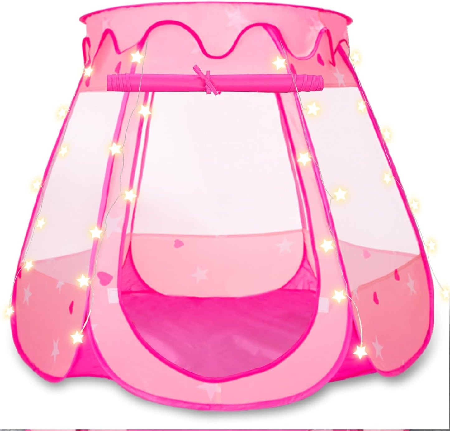 Pop Up Princess Tent with Star Lights,Ball Pit for 1 2 3 Year Old Girl Birthday Gift,Princess Toys for Toddlers 1-3 with Carrying Bag, Play Tent for Kids Indoor|Outdoor (50 Balls not Included)