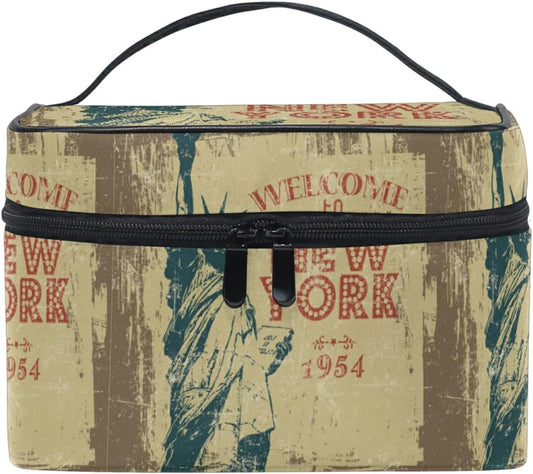 Gift Statue of Liberty New York Women's Travel Beauty Case Cosmetic Bag Make up Makeup Bags Makeup Organizer Girl, Cute Funny