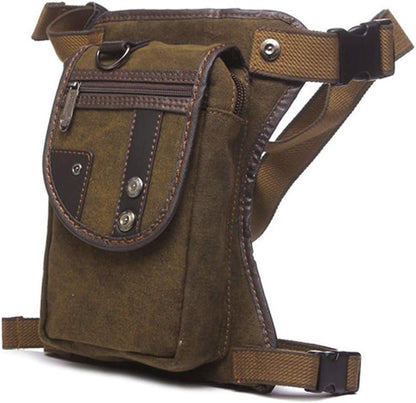 Canvas Waist Pack Motorcycle Drop Leg Bag for Men Women Tactical Military Bike Bicycle Riding Cycling Outdoor Travel Sports Hiking Climbing Thigh Pouch Fanny Pack Pocket Coffee