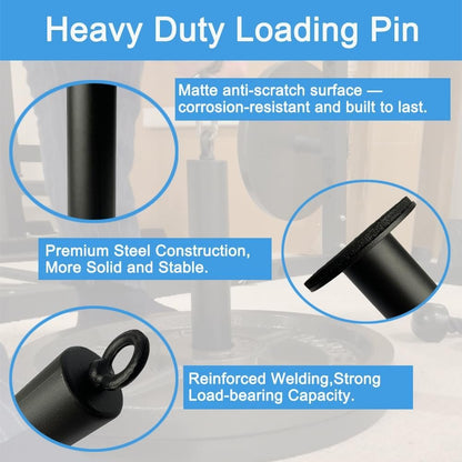 Loading Pin with Carabiner fit 2 inch Olympic Weight Plate,Heavy Duty Weight Loading Pin Long for Cable Pulley System LAT Pulldown,440LB Capacity,Anti-Slip Base,Commercial & Home Gym Use