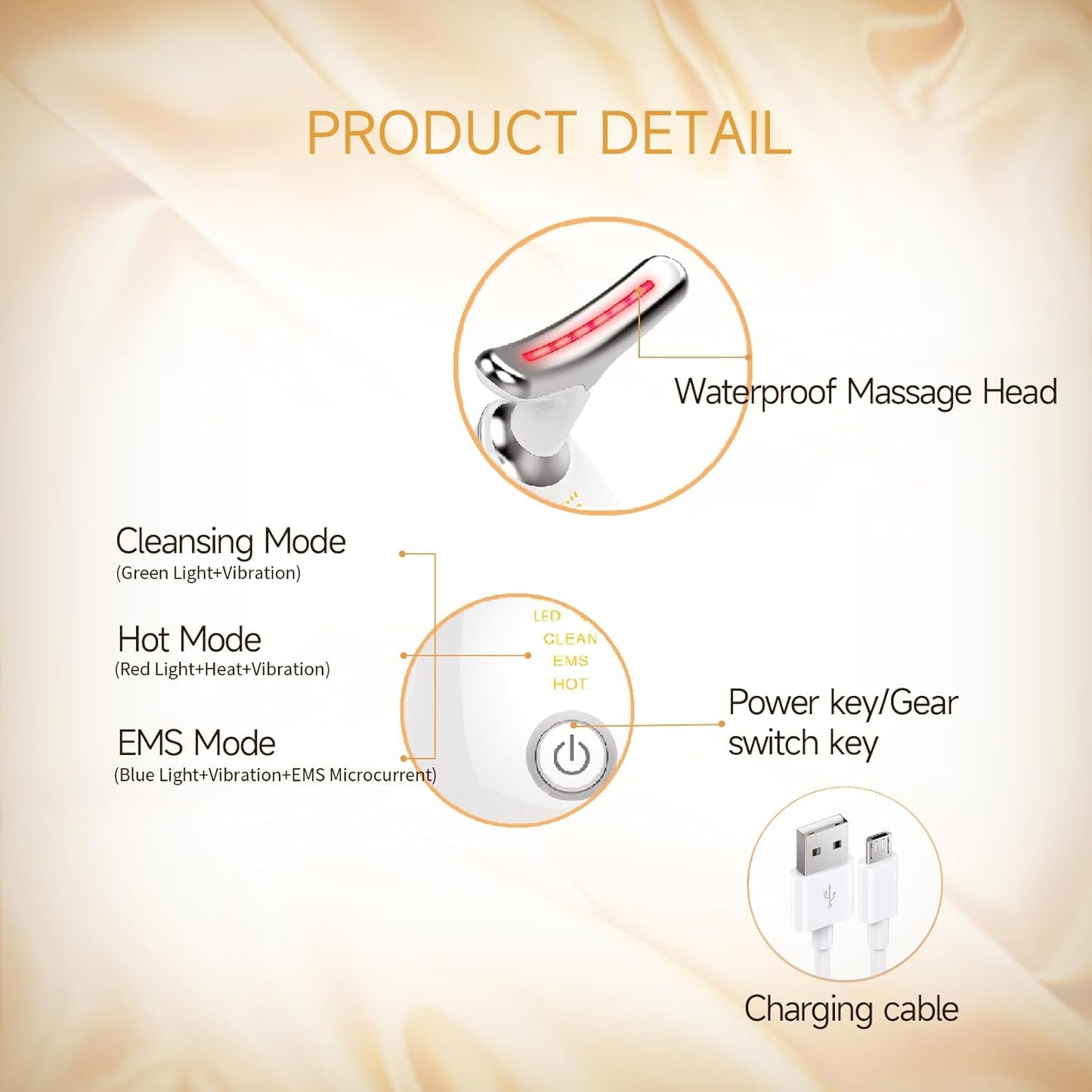 ASEXETIC Firming Wrinkle Removal Device for Neck Face, Double Chin Reducer, 3 in 1 Portable Face Massager for Skin Care, Face Sculpting Tool, Vibration, Thermal, Microcurrent