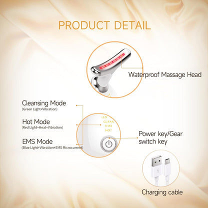 ASEXETIC Firming Wrinkle Removal Device for Neck Face, Double Chin Reducer, 3 in 1 Portable Face Massager for Skin Care, Face Sculpting Tool, Vibration, Thermal, Microcurrent