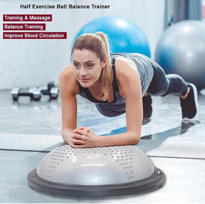 HPAMR Balance Ball Trainer Gym Ball Yoga Pilates Ball with Resistance Bands and Foot Pump Inflatable Yoga Ball Yoga Half Ball Yoga Aid for Home Gym Workouts, Loss Shaping