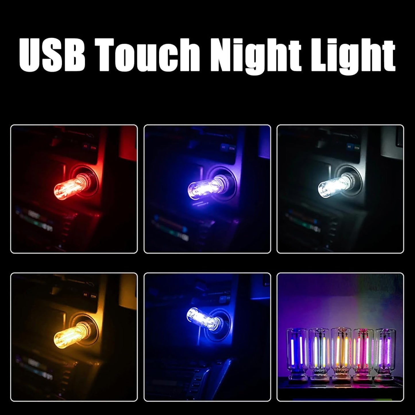 USB Touch Night Light, Car USB Night Light Touch Dimmable LED Filament Lamp,for Bedroom, Bathroom, Hallway, Car (Yellow)
