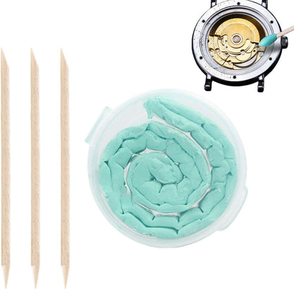 Watch Cleaning Clay, Rubber Cleaning Putty, Efficient Grease and Dirt Remover, Includes 3 Precision Willow Sticks, Perfect for Professional Watch Maintenance, Detailing, and Repair
