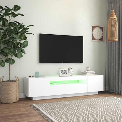 vidaXL TV Cabinet with LED Lights TV Stands HiFi Unit Entertainment Center Plasma Stereo Cabinet Bedroom Living Room Furniture White
