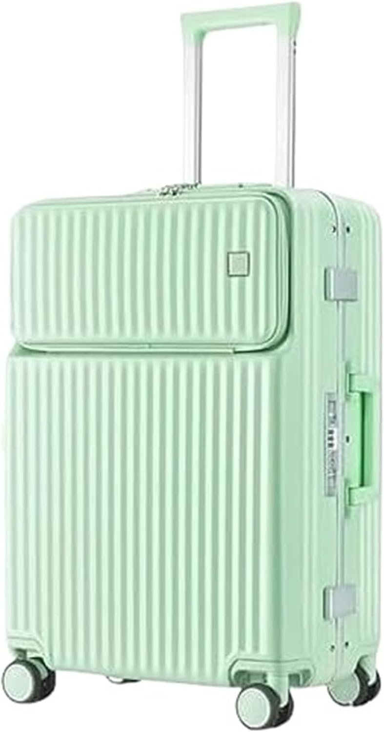Luggage Suitcases for Travelling Luggage Resistant Hard Luggage Aluminum Frame Carry On Luggage Security Lock Suitcase Spinner Wheels Luggage (Color : Green, Size : 26in)