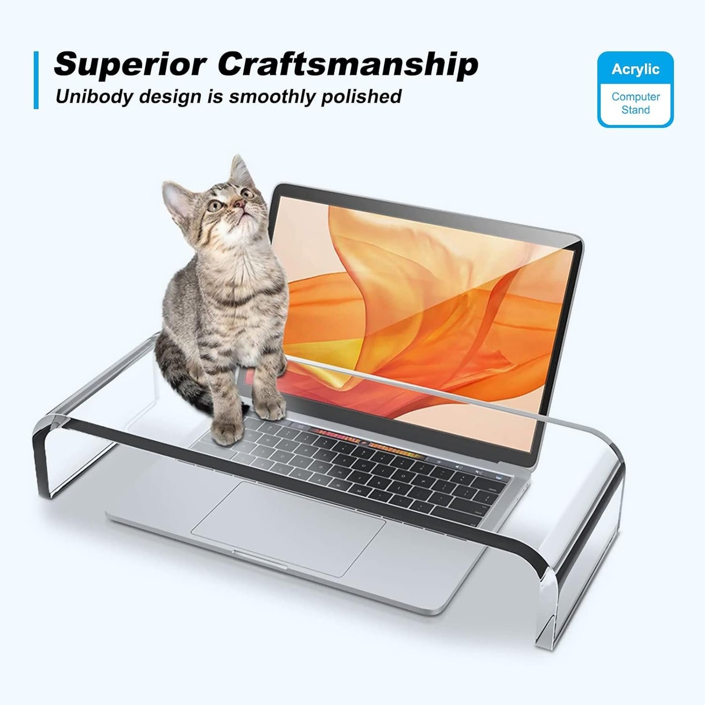 Acrylic Monitor Stand Riser - Acrylic Laptop Stand, Clear Monitor Stand, Acrylic Computer Stand, Acrylic Monitor Riser for Desk Keyboard Storage Office, Home, School