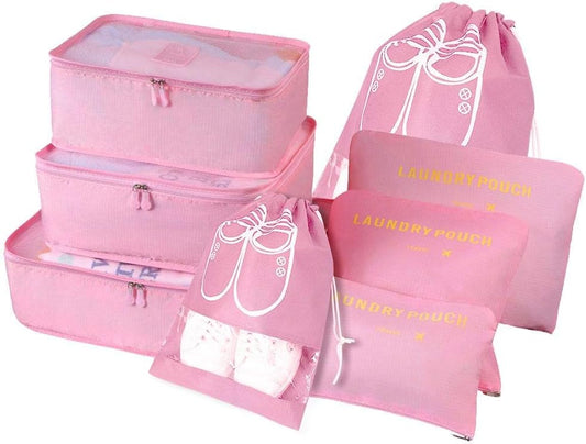 Vicloon Suitcase Organizer Set, 8 in 1 Suitcase Organizer, Travel Useful Accessories, Travel Bag for Clothes, Shoes, Cosmetics Classified Storage, Packing Cubes Organizer Travel Space-Saving