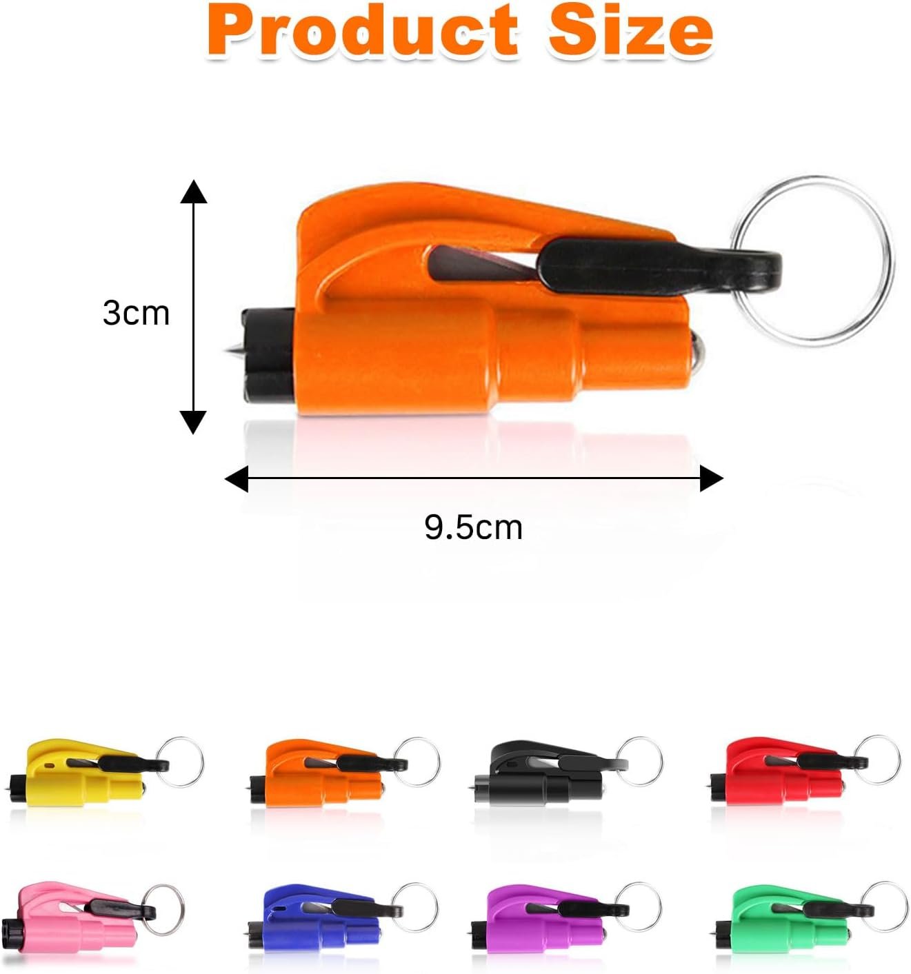 8 Pcs Glass Breaker Seatbelt Cutter, 2-in-1 Car Escape Rescue Tool with Car Window Breaker and Seat Belt Cutter, Mini Hammer Emergency Rescue Tool Keychain