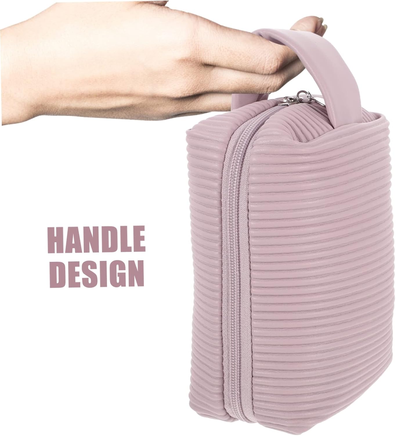 Cosmetic Bag Hand Makeup Bag Make Up Bag Bags Capacity Makeup Bag Make Up Bag Make up Bag Toiletry Bag Tote Bag for Makeup Accessory Pink Leather, pink, modern