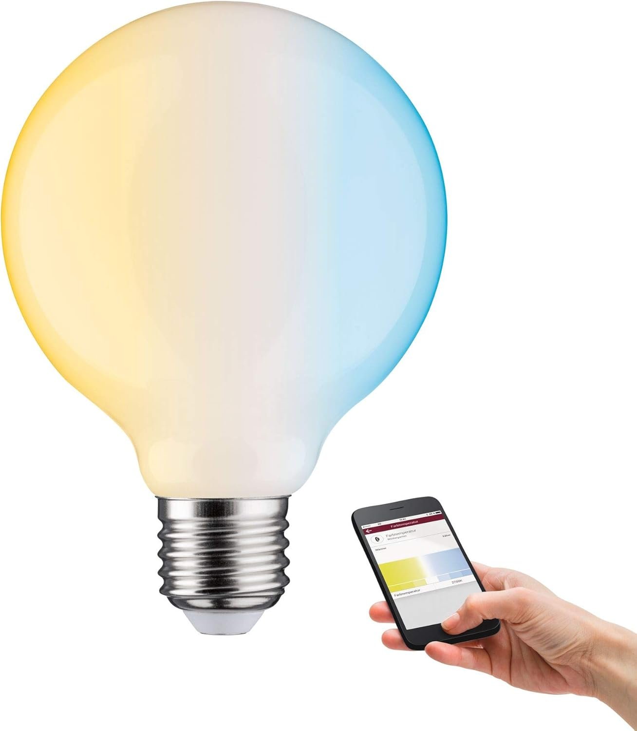 Paulmann 50396 LED Filament Light Bulb G95 Globe Smart Home Zigbee Tunable White 7 W Dimmable Bulb Opal Gold Light up to Daylight White 2200-6500K E27