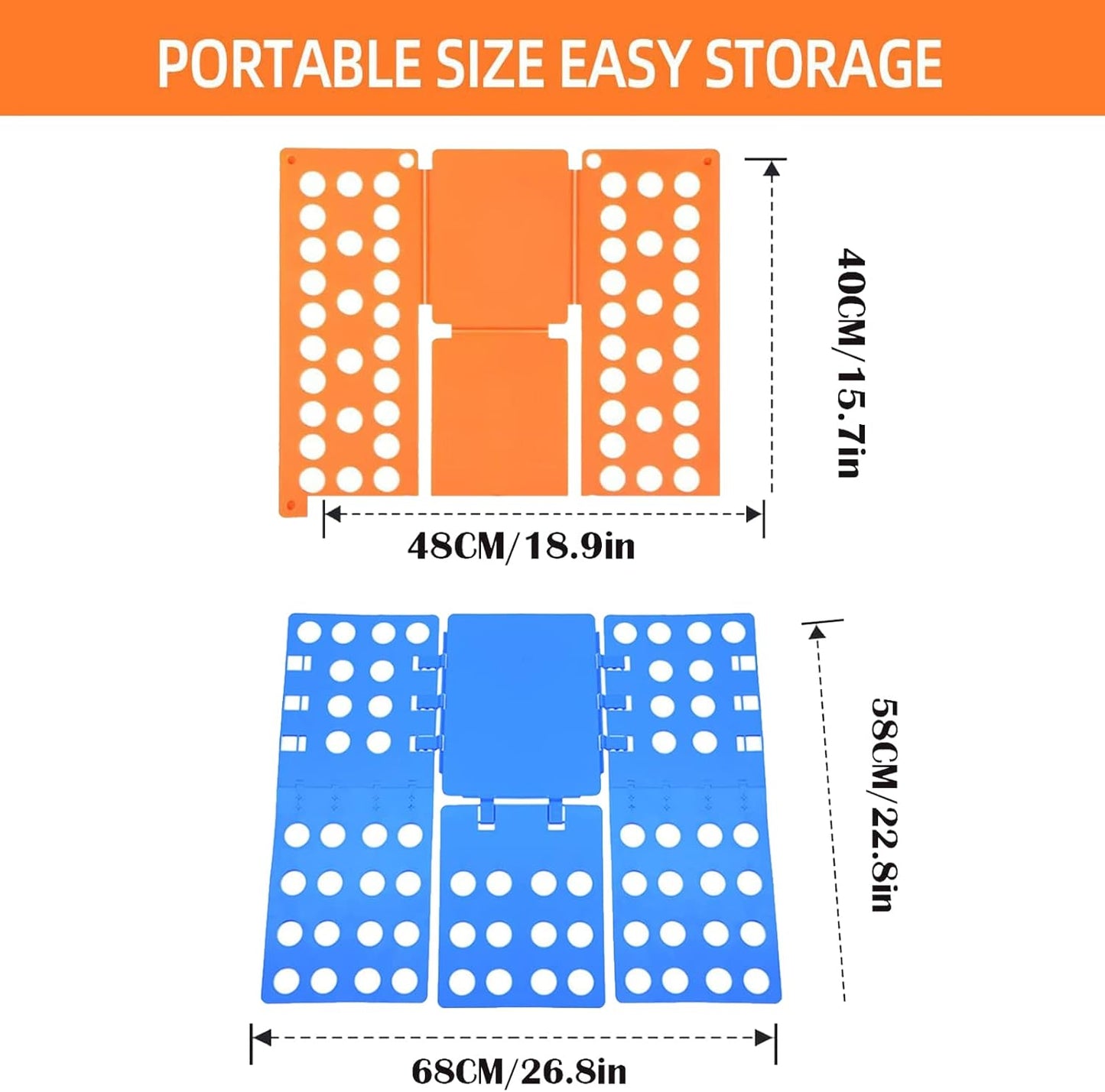 2 PCS Clothes Folding Board for Kid and Adult,T Shirt Folder Laundry Organizer Easy and Fast for Home Organization (Orange and Blue)