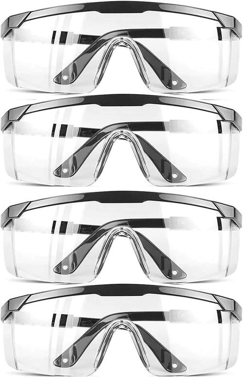 HPYNPES Safety GlassesClear Anti-Fog Goggles Over-Spec Glasses Protective Eye Wear Industrial Approved Wide-Visionï¼ˆ4 PACKï¼‰