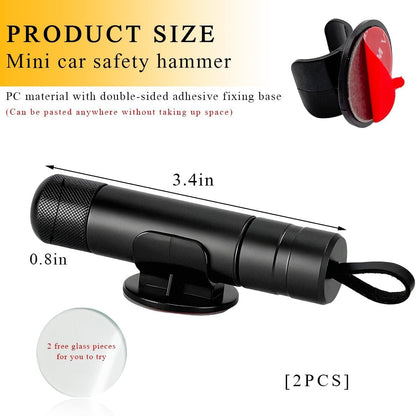 JUSTTOP 2 PCS Car Safety Hammer, Portable 2 in 1 One Second Car Window Glass Breaker Seat Belt Cutter, Safety Hammer Emergency Escape Tool for Car Bus Truck, Car Accessories (Black)
