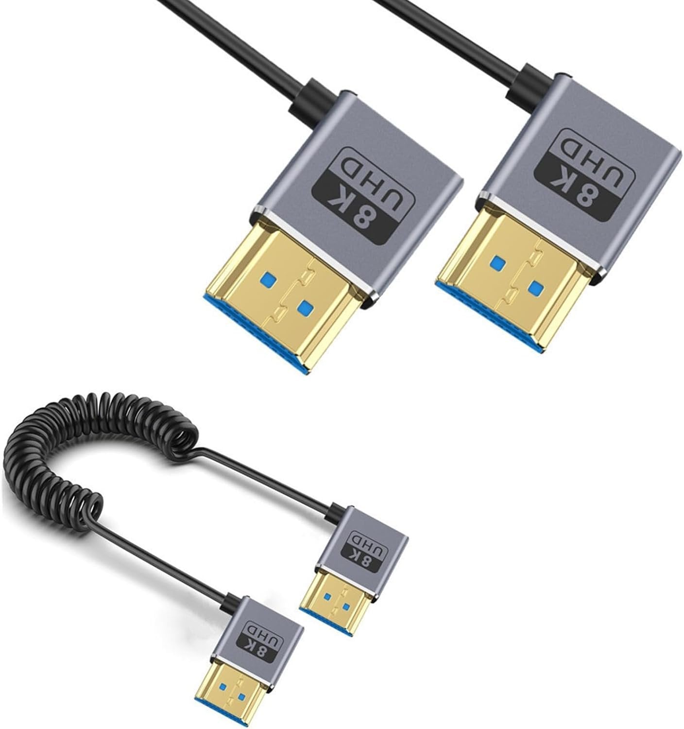 XEGZLH 2.1 Version Coiled Video Cord 8K@60Hz Extension Cable 48Gbps for 1080p Video Streaming Line Extension Line