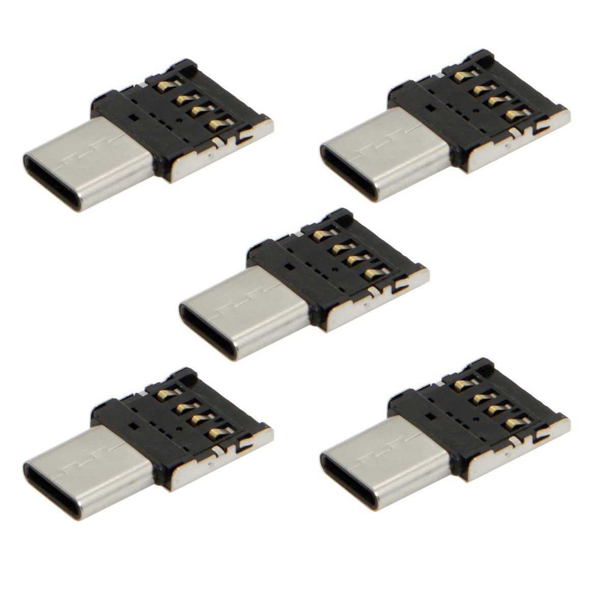 CY 5pcs Ultra Mini Type-C USB-C to USB 2.0 OTG Adapter for Cell Phone Tablet & USB Cable & Flash Disk