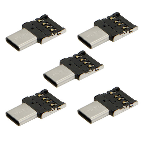 CY 5pcs Ultra Mini Type-C USB-C to USB 2.0 OTG Adapter for Cell Phone Tablet & USB Cable & Flash Disk