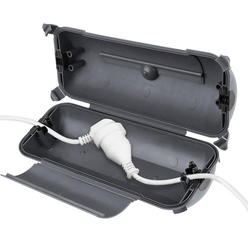 RESTMO Outdoor IP44 Waterproof Connection Box (29 x 11 x 7.5 cm), Weatherproof Electrical Extension Lead Cover, Safety Seal Enclosure to Protect LED Strip Light, Power Tool, Fountain, Gray