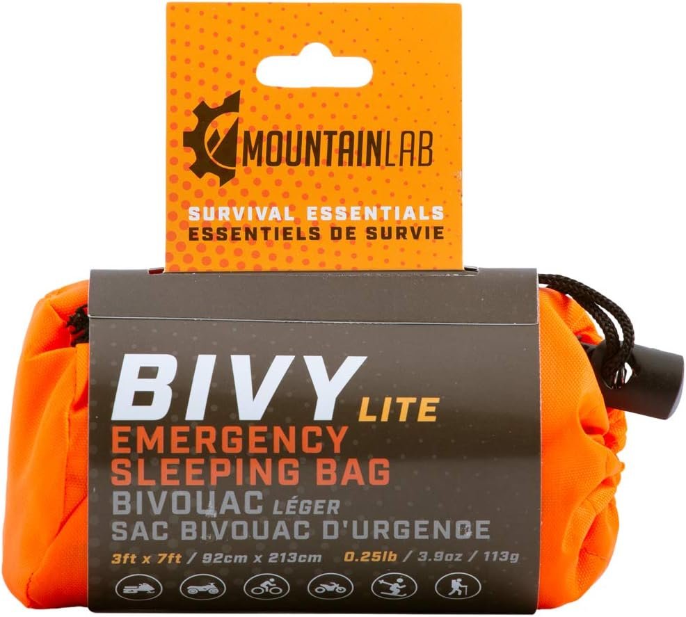 Mountain Lab Emergency Bivy Survival Sleeping Bag Thermal Bivy - Extremely Lightweight and Ultra-Compact Emergency Bivy or Use as Emergency Survival Blanket