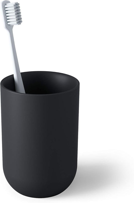Umbra Junip Accessories Tumbler-Modern Black Resin Holder and Organizer, Perfect for Holding Toothbrushes, Make-up Brushes and Various Bath Items