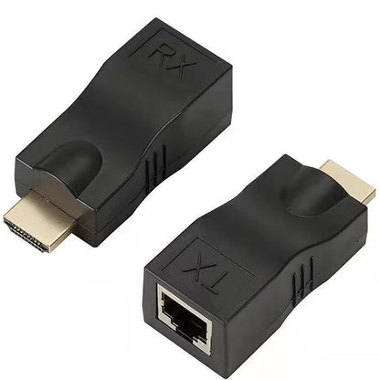 2Pack HDMI Extender, tunghey HDMI to RJ45 Network Cable Extender Converter Repeater Over Cat 5e / 6 1080p up to 30m Extender for HDTV PS4 STB 4K 2K