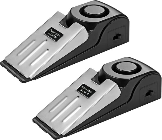TOWODE Door Stop Alarm 2 Pack, 120 dB Door Stopper Wedge Door Stops Alarm Great for Traveling Hotel Home Security Door Stoppers Safety Tools
