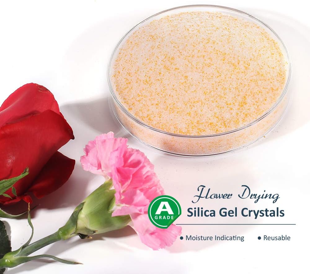 wisedry Flower Drying Silica Crystal - 2 Lbs, Fine Crystals < 1mm, Colour Indicative, Reusable