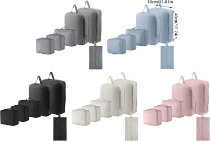 ZHENZQ 6Pcs Travel Organizers Set for Luggage Essential Packing Cubes Set Sturdy Luggage Organization Bag for Family Trip