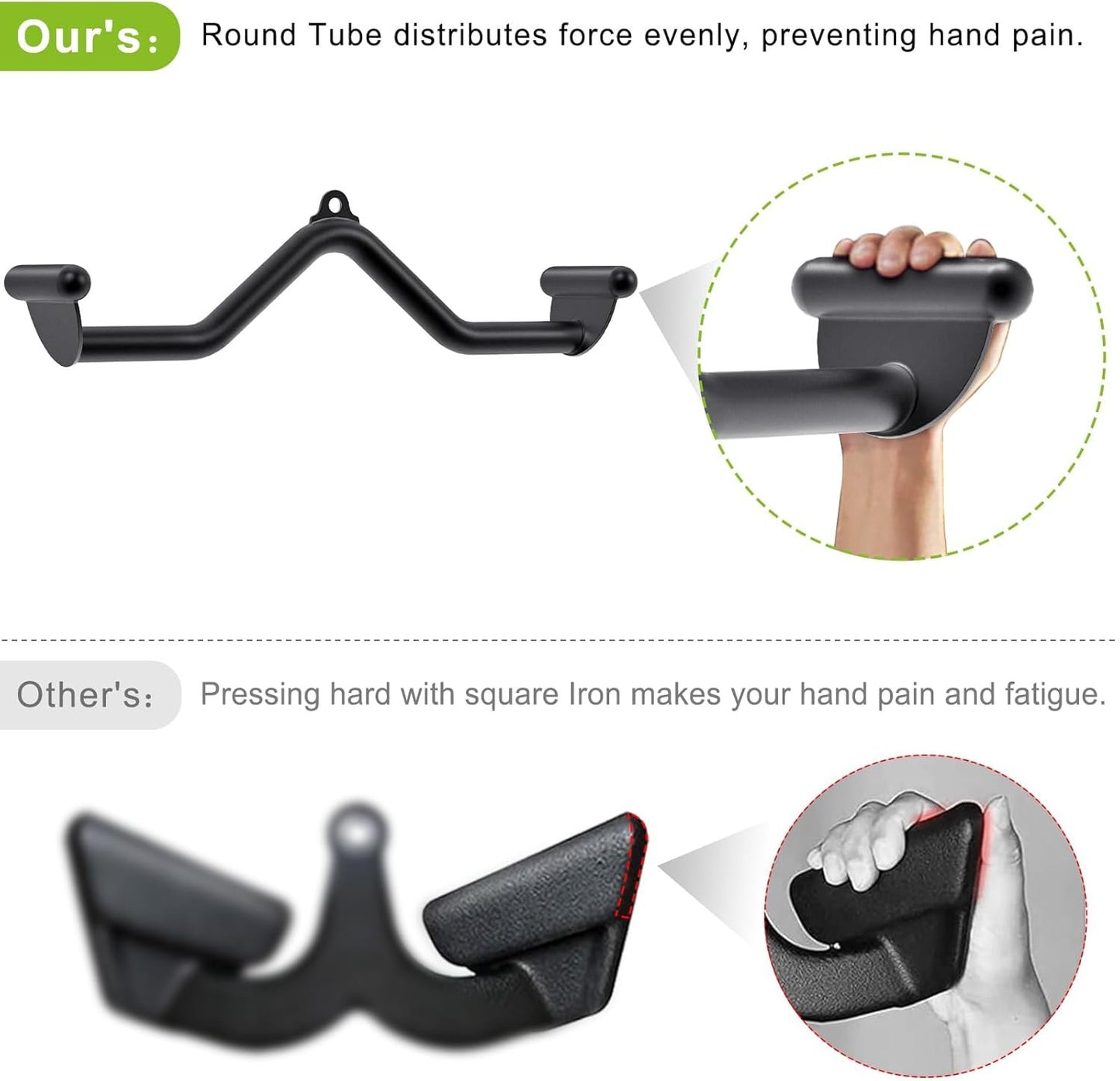 LAT Pull Down Bars Cable Machine Attachment, Rowing T-bar V-bar Set, Back Strength Training Handle Grips for Cable Machine Rowing Machine, 12" 20" 24" 28" 32" Five Sizes