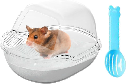 Rodend Hygiene Station | Gerbil Spa Basin Hedgehog Wash Pod | Pet Grooming Cube Clean Chamber | Ciotola trasparente per cincillà, gabbia per criceti e doccia | Cestino per la pulizia