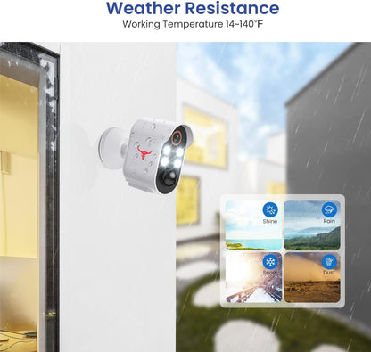 1080P Security Camera Wireless Outdoor with 2-Way Talk for Home Security, Color Night Vision, PIR Motion Detection, Cloud Storage, Live View Bullet Surveillance Cam