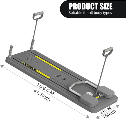 BAYPEKER Pilates Board Reformer Set, 5in1 Pilates Sliding Multi-Purpose Foldable Board with Timer for Abdominal & Core Strength, Portable Pilates Exercise Machine Workout for Home and Gym