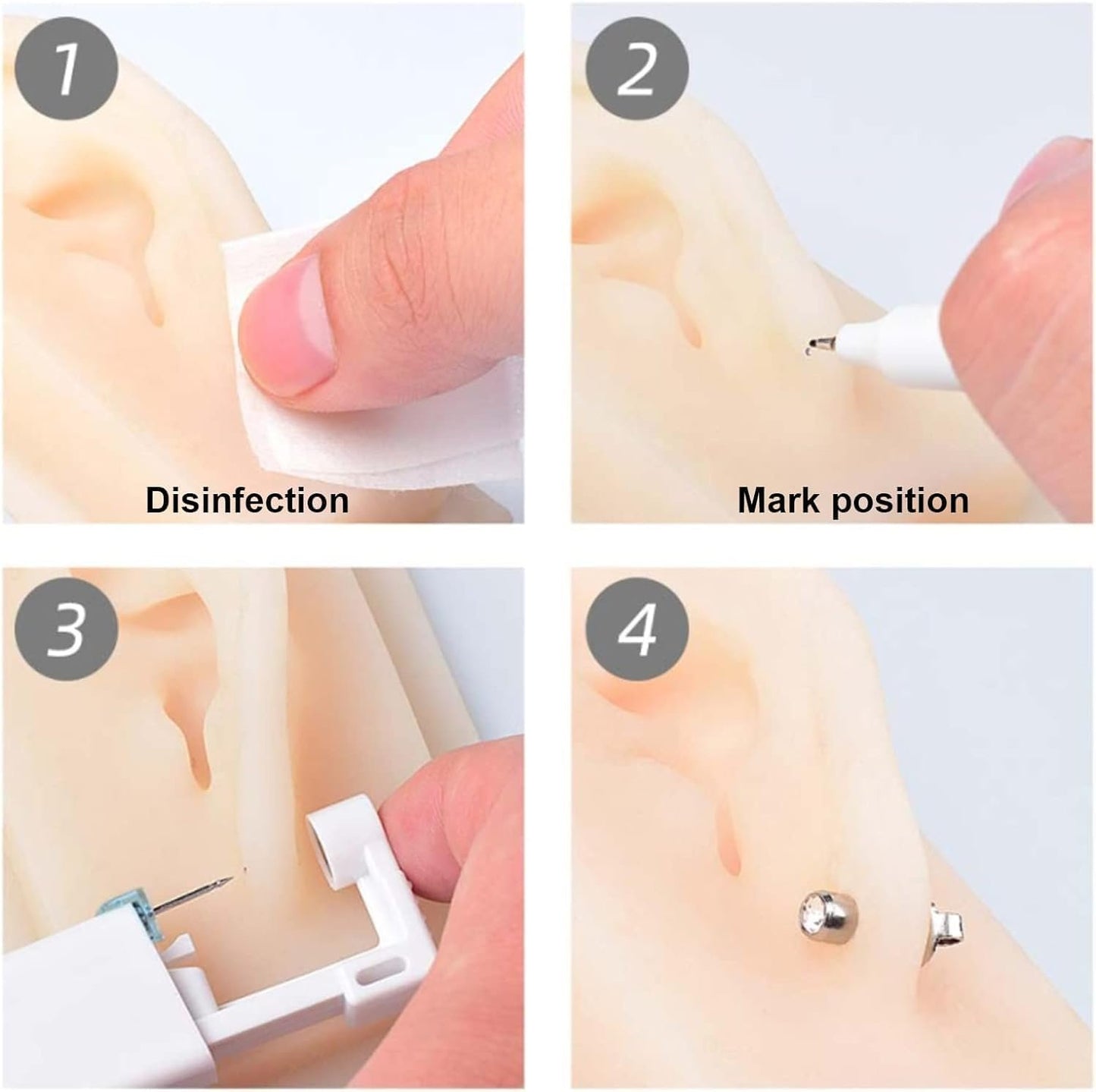Ear Piercing Kit - 12PCS Portable Gun Set With Stud Earrings, Safety Tool for Men and Women